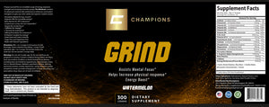 Champions Supplements Grind, Pre Workout, Watermelon Flavor, 300g, 30 servings, serving size 10g, 175mg Caffeine