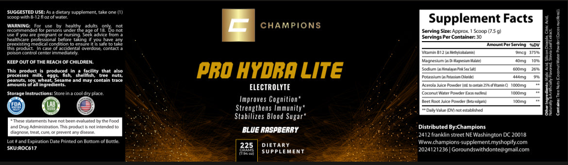 ProHydraLite Electrolytes - Blue Raspberry