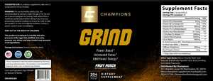 Champions Supplements Grind, Pre Workout, Fruit Punch Flavor, 204g, 30 Servings, Serving Size 6.8g, 200mg Caffeine