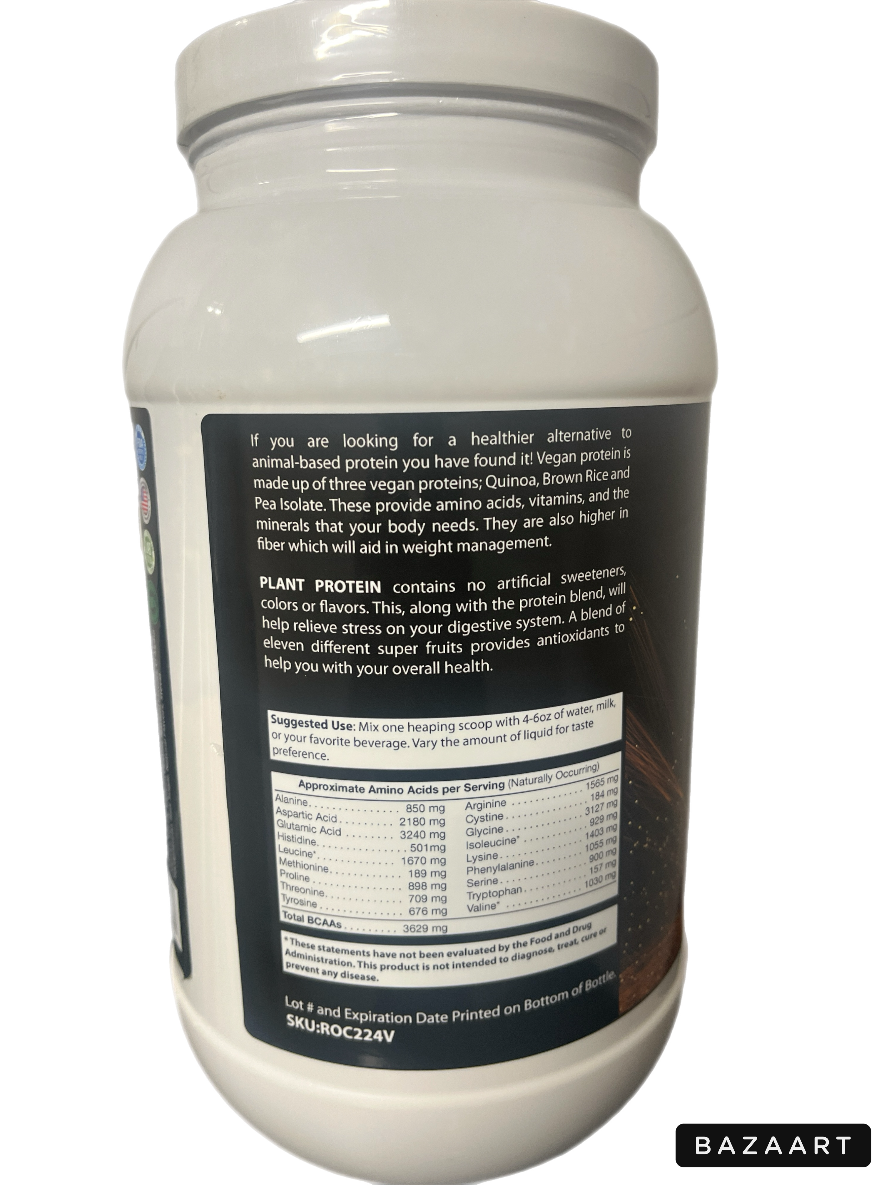 Champions Supplements Plant Protein Powder Vanilla Milkshake Flavor, 2LBS, 28 Servings, Serving Size 32g, 20g Protein, 4g Sugar 130 Calories