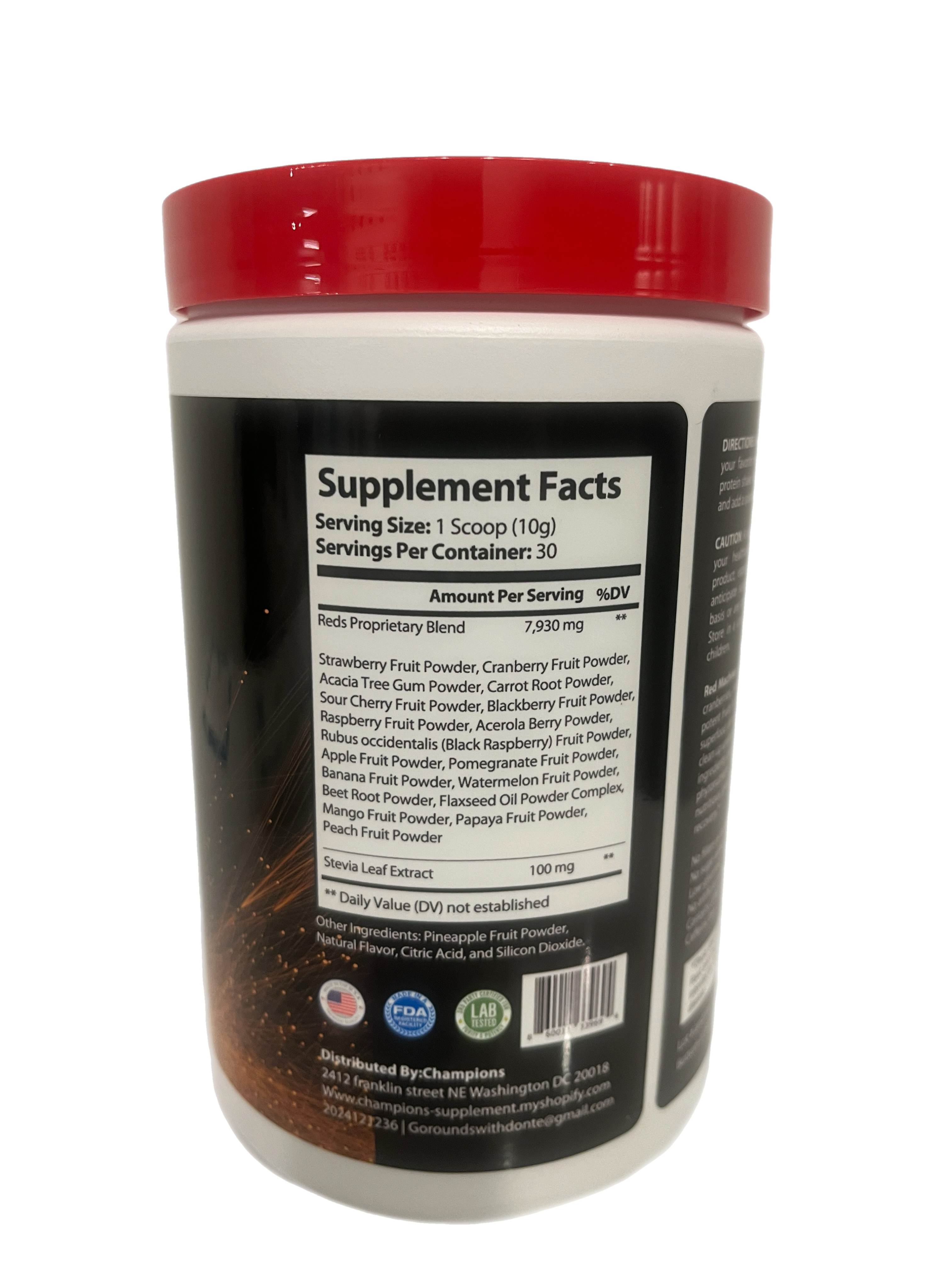 Champions Supplements Red Machine Red Superfood Kiwi Strawberry Flavor, 300g, 30 Servings, Serving Size 10g,