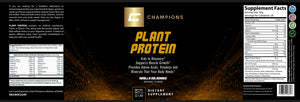 Champions Supplements Plant Protein Powder Vanilla Milkshake Flavor, 2LBS, 28 Servings, Serving Size 32g, 20g Protein, 4g Sugar 130 Calories